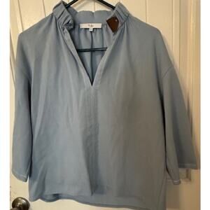 Tibi Luxe Knit Shirred V-neck Top XS